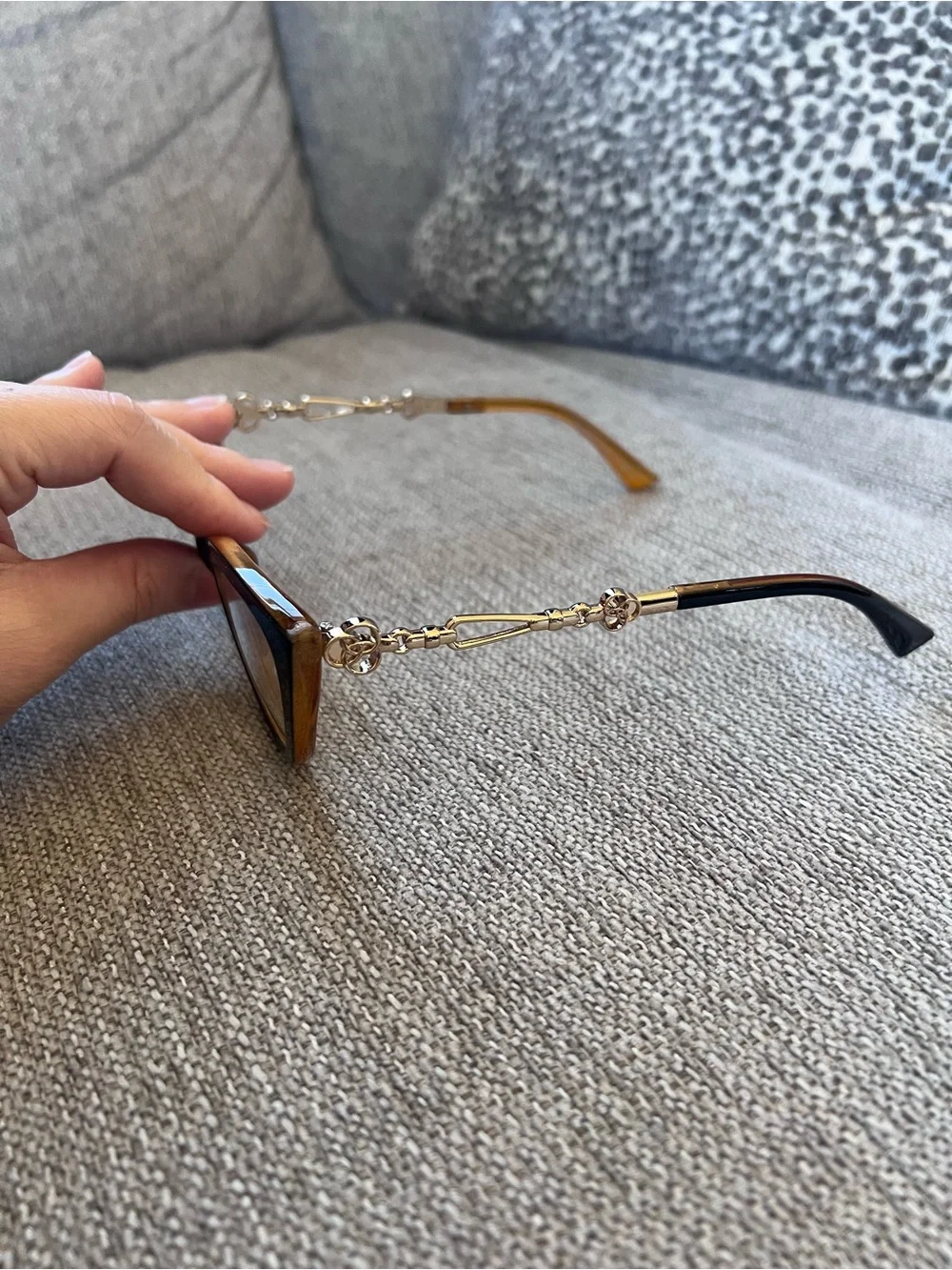CHANEL Black and Gold Cat-Eye Glasses